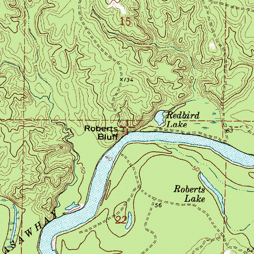 Topographic Map of Roberts Bluff, MS