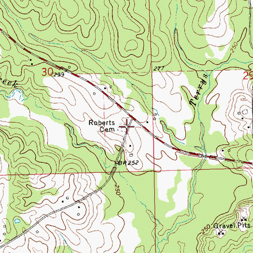 Topographic Map of Roberts Cemetery, MS