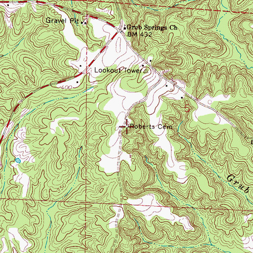 Topographic Map of Roberts Cemetery, MS