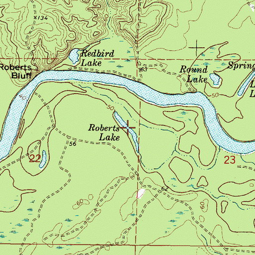 Topographic Map of Roberts Lake, MS