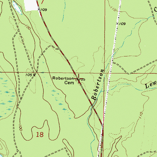 Topographic Map of Robertson Cemetery, MS