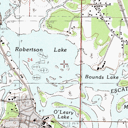 Topographic Map of Robertson Lake, MS