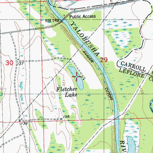 Topographic Map of Fletcher Lake, MS