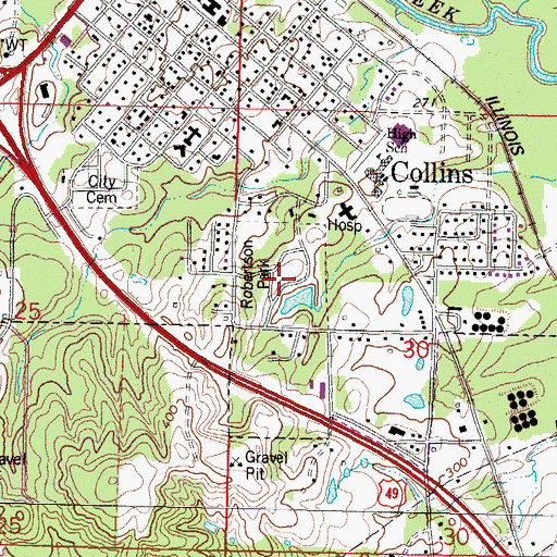 Topographic Map of Robertson Park, MS