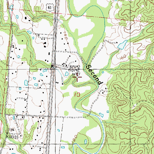 Topographic Map of Robins Bayou, MS