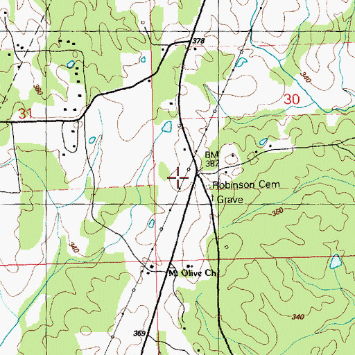 Topographic Map of Robinson Cemetery, MS