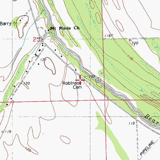 Topographic Map of Robinson Cemetery, MS