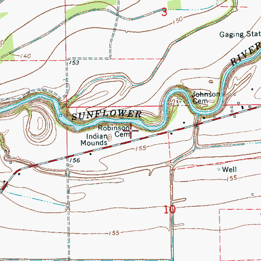 Topographic Map of Robinson Cemetery, MS