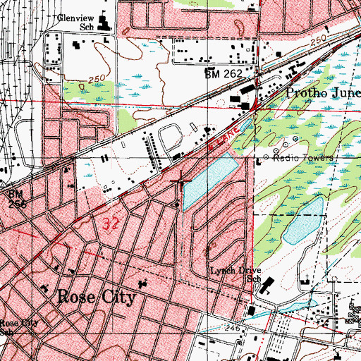 Topographic Map of Rose City Assembly of God Church, AR