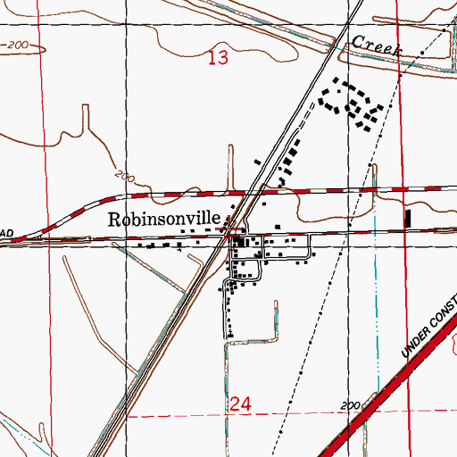 Topographic Map of Robinsonville, MS