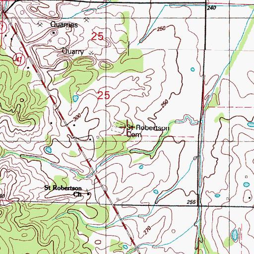 Topographic Map of Saint Robertson Cemetery, MS