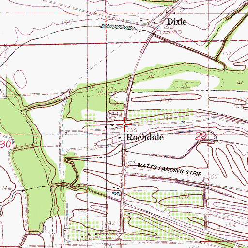 Topographic Map of Rochdale, MS