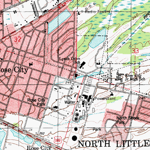 Topographic Map of Rose City Church of Christ, AR
