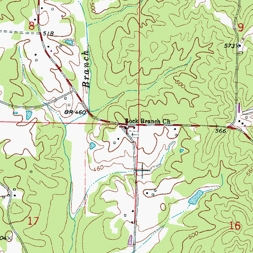 Topographic Map of Rock Branch Church, MS