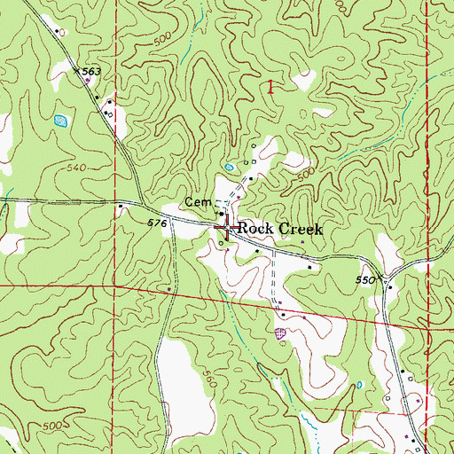 Topographic Map of Rock Creek, MS