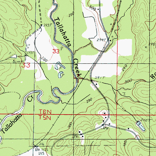 Topographic Map of Rock Creek, MS