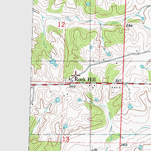 Topographic Map of Rock Hill Cemetery, MS