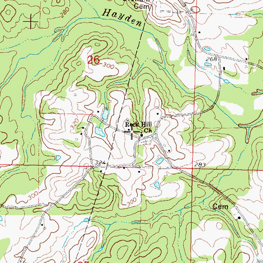 Topographic Map of Rock Hill Church, MS
