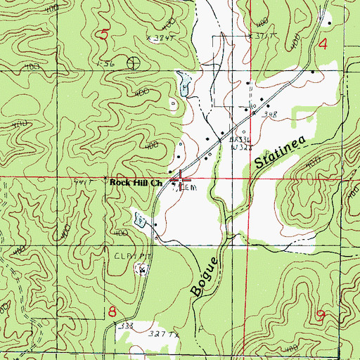 Topographic Map of Rock Hill Church, MS