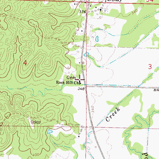 Topographic Map of Rock Hill Church, MS