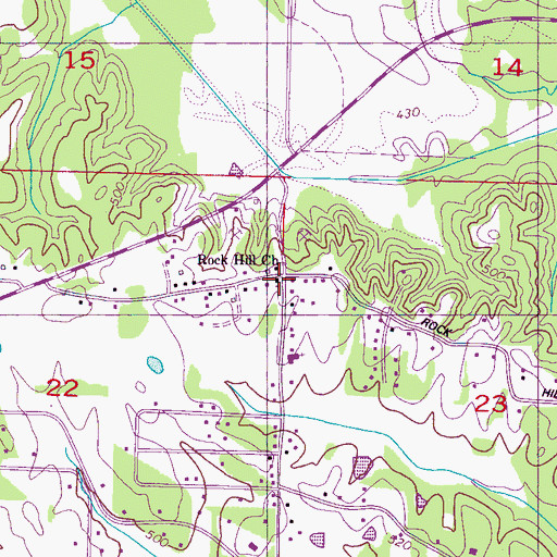 Topographic Map of Rock Hill Church, MS