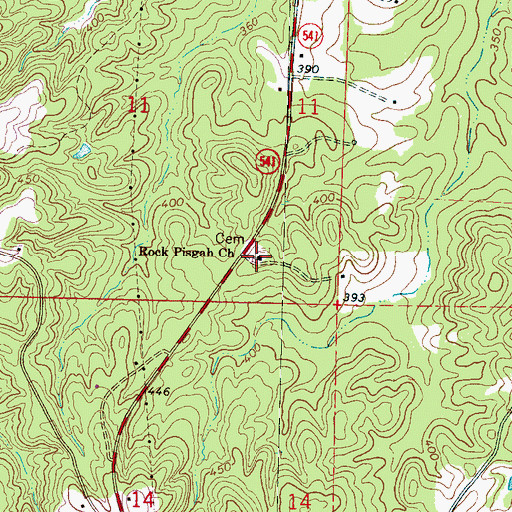 Topographic Map of Rock Pisgah Church, MS