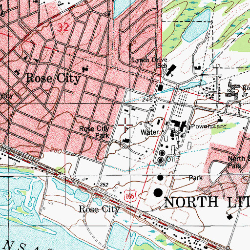 Topographic Map of Rose City Park, AR
