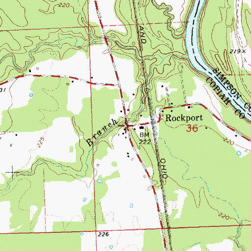 Topographic Map of Rockport, MS