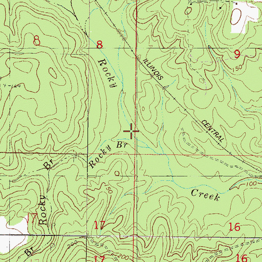 Topographic Map of Rocky Branch, MS