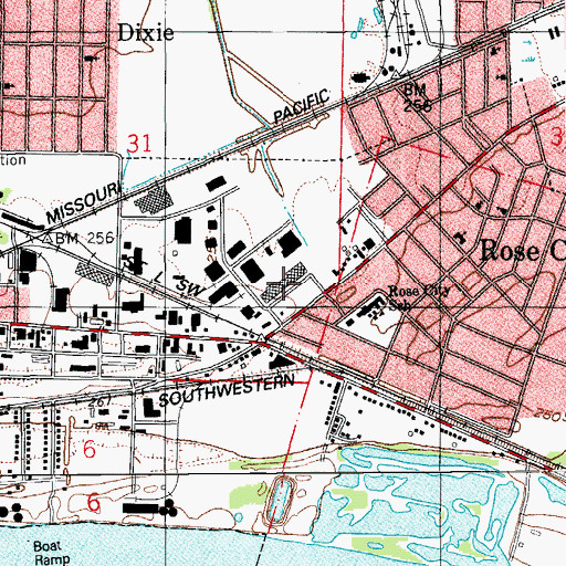 Topographic Map of Rose City Shopping Center, AR