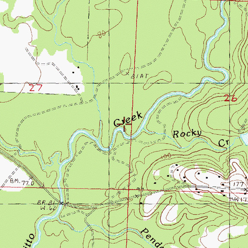 Topographic Map of Rocky Creek, MS