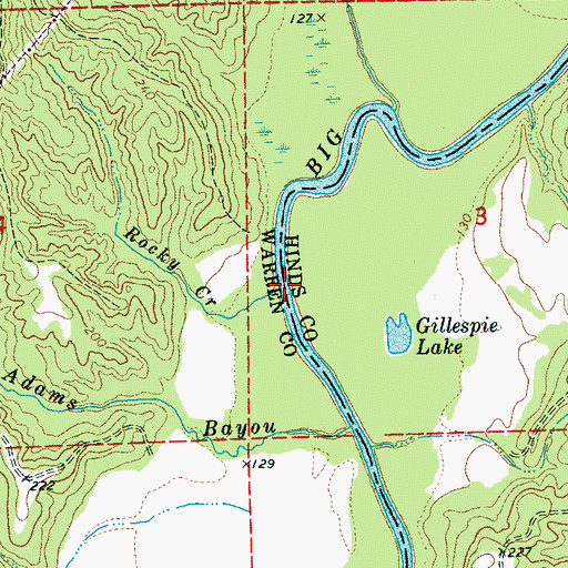 Topographic Map of Rocky Creek, MS
