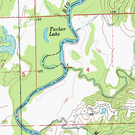 Topographic Map of Rocky Creek, MS