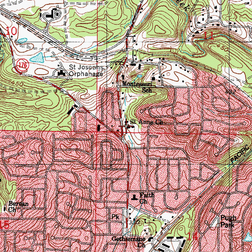 Topographic Map of Saint Anne Church, AR