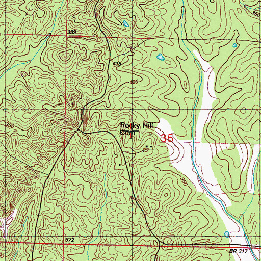 Topographic Map of Rocky Hill Cemetery, MS