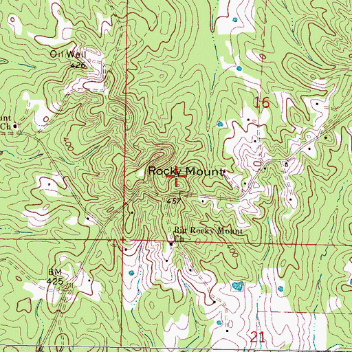 Topographic Map of Rocky Mount, MS