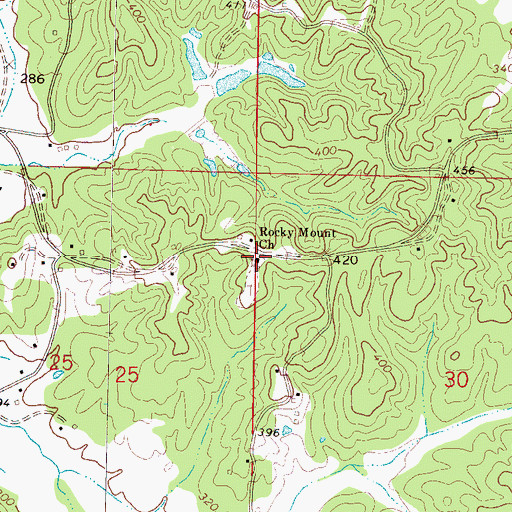 Topographic Map of Rocky Mount Church, MS