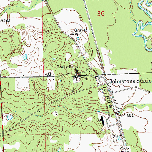 Topographic Map of Rocky Point Church, MS