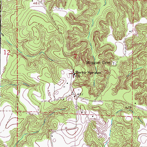 Topographic Map of Rocky Springs Church, MS