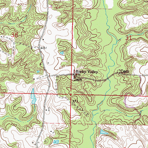 Topographic Map of Rocky Valley Church, MS