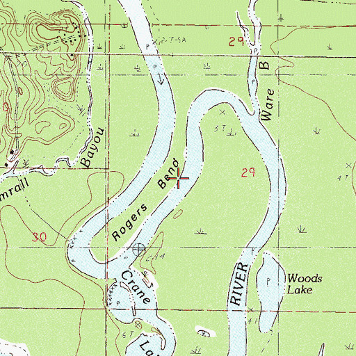 Topographic Map of Rogers Bend, MS