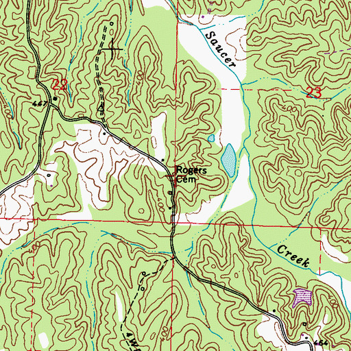 Topographic Map of Rogers Cemetery, MS
