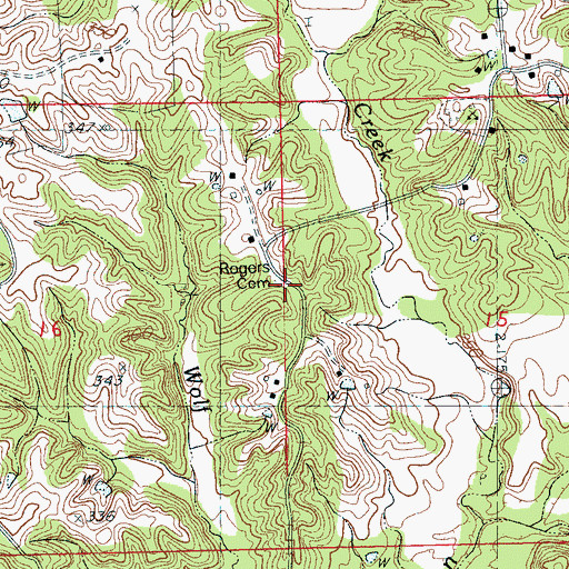 Topographic Map of Rogers Cemetery, MS