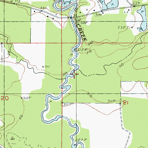 Topographic Map of Rogers Creek, MS