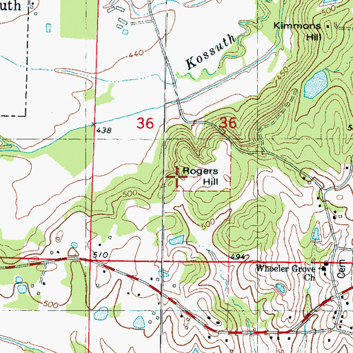 Topographic Map of Rogers Hill, MS