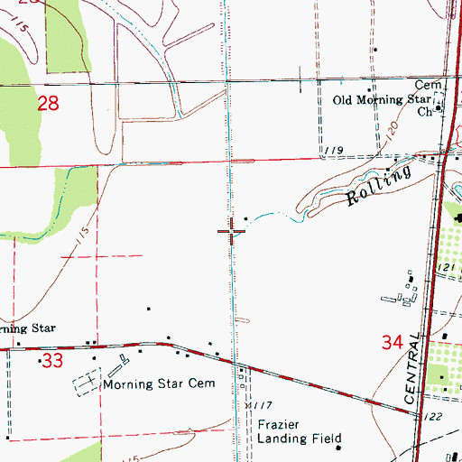 Topographic Map of Rolling Bayou, MS