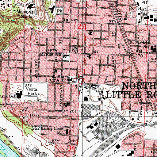 Topographic Map of Saint Marys Catholic Church, AR