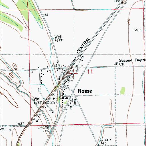 Topographic Map of Rome, MS