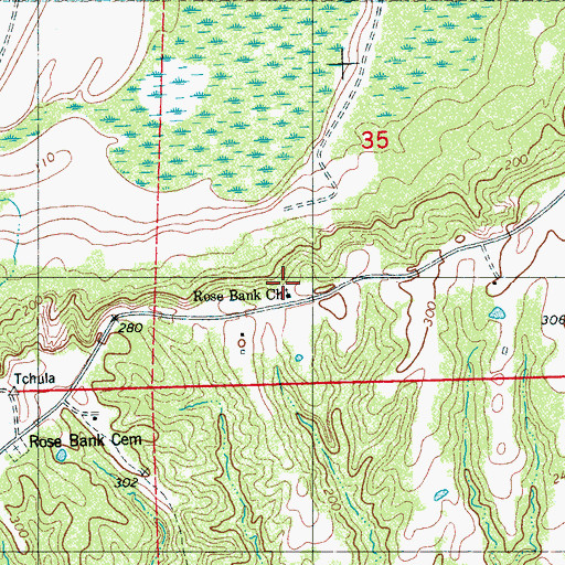 Topographic Map of Rose Bank School, MS