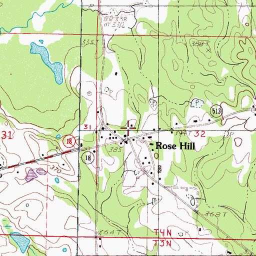 Topographic Map of Rose Hill, MS